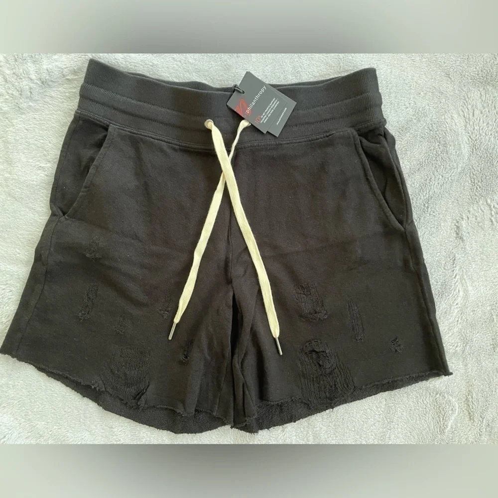 N:philanthropy Black Coco Tie Waist Shorts Distressed Small
